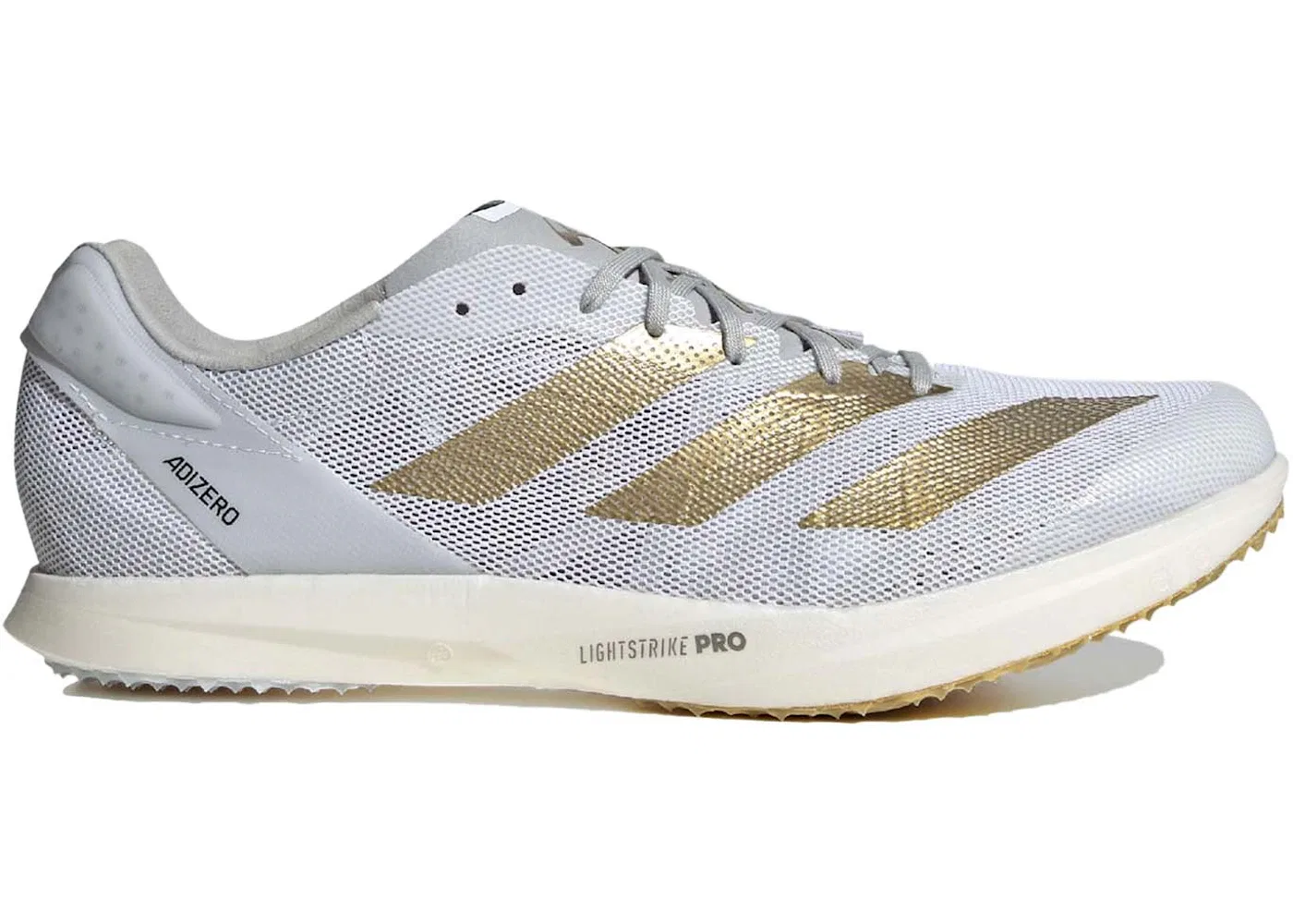 Детские шиповки с принтом Adidas Adizero Avanti Tyo, Cloud White/Gold Metallic/Grey Two
