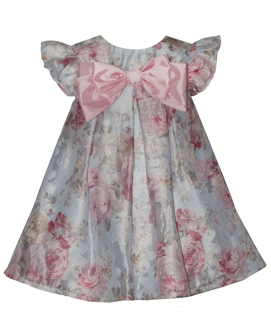Платье для девочек с коротким рукавом, с бантом Bonnie Baby, Blue Pink