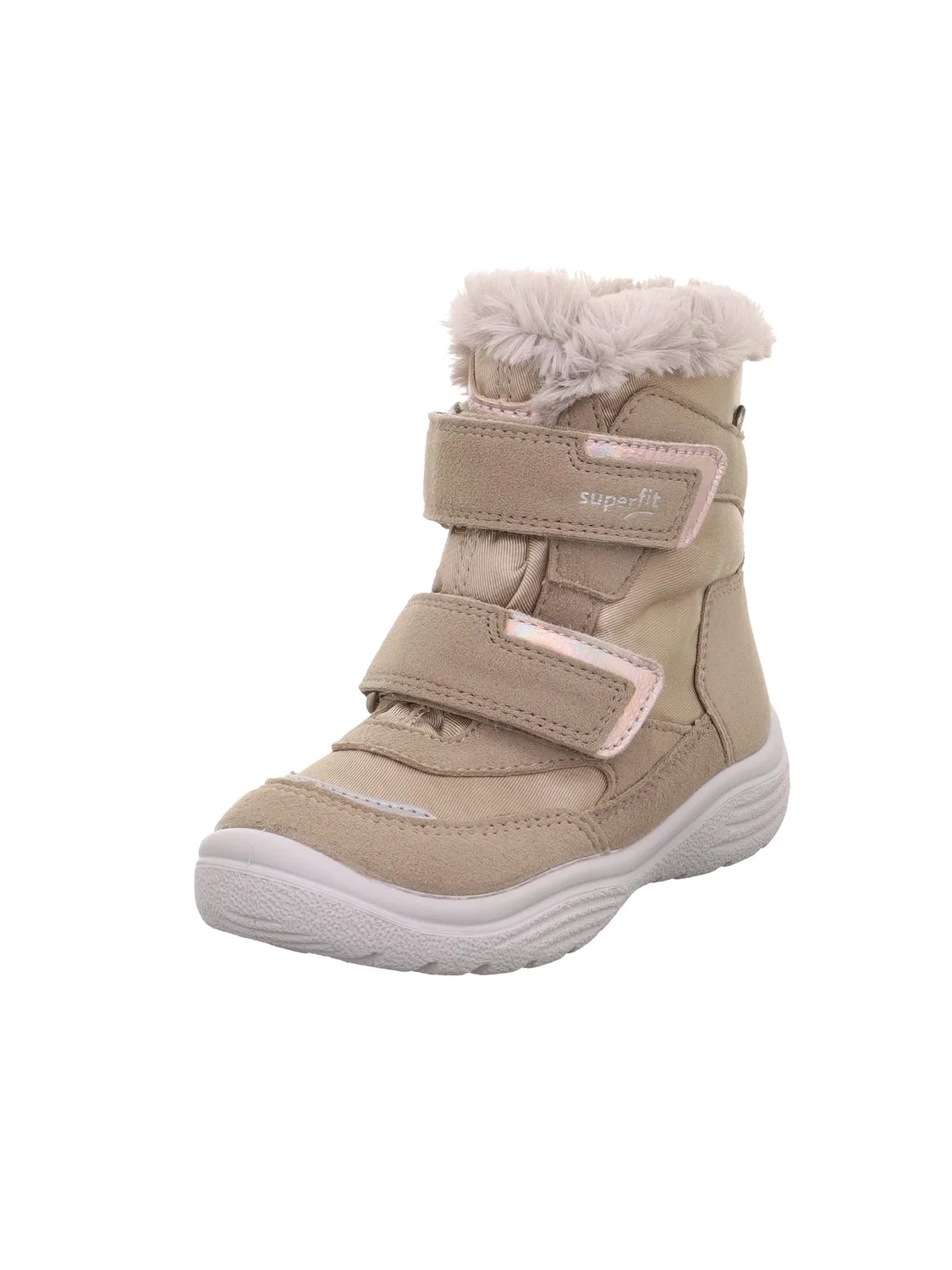 Детские снежные ботинки для девочек на липучке Superfit Crystal Warm Gefütterte Gore-tex, Beige 4010