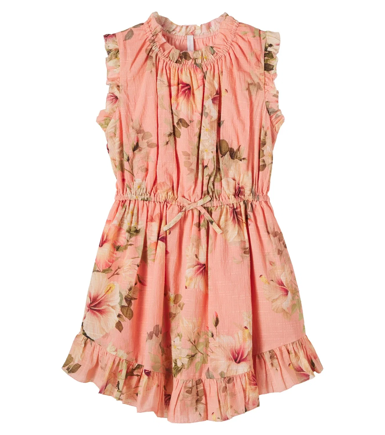 Платье хлопковое с цветочным принтом Zimmermann Kids, розовый