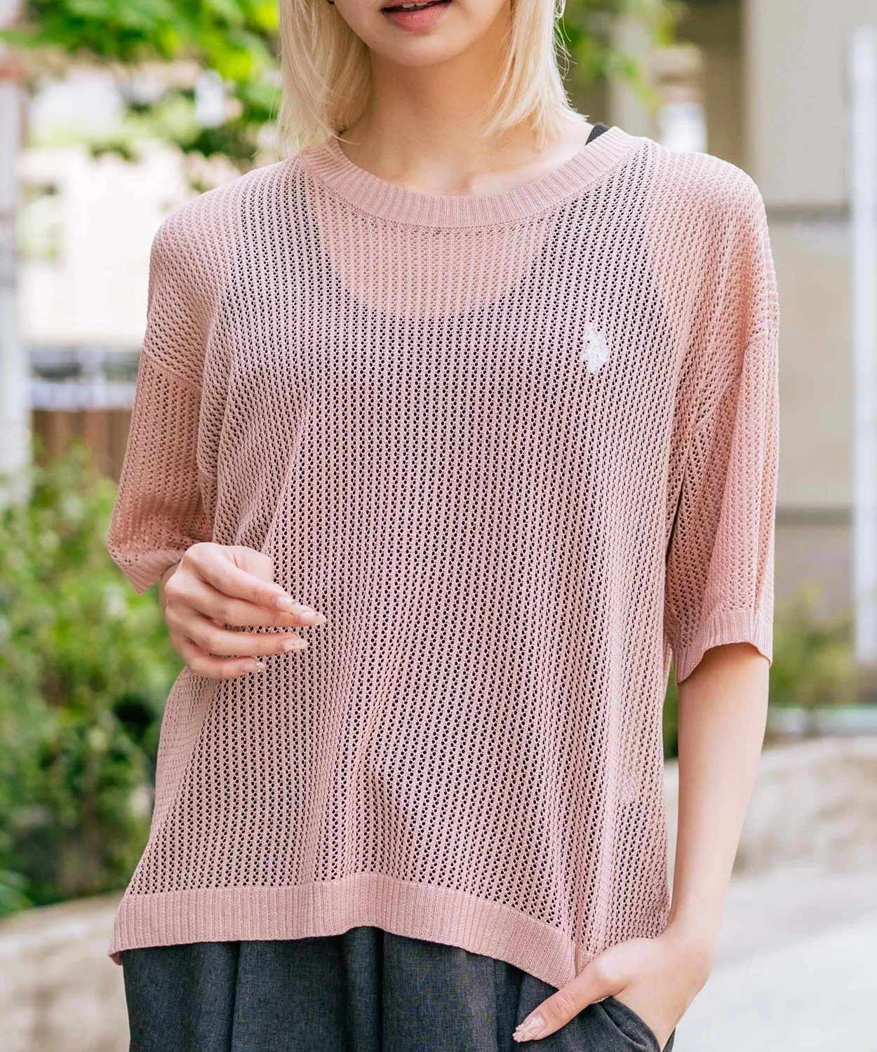 Женский летний джемпер с прозрачным узором U.S. POLO ASSN., Розовый