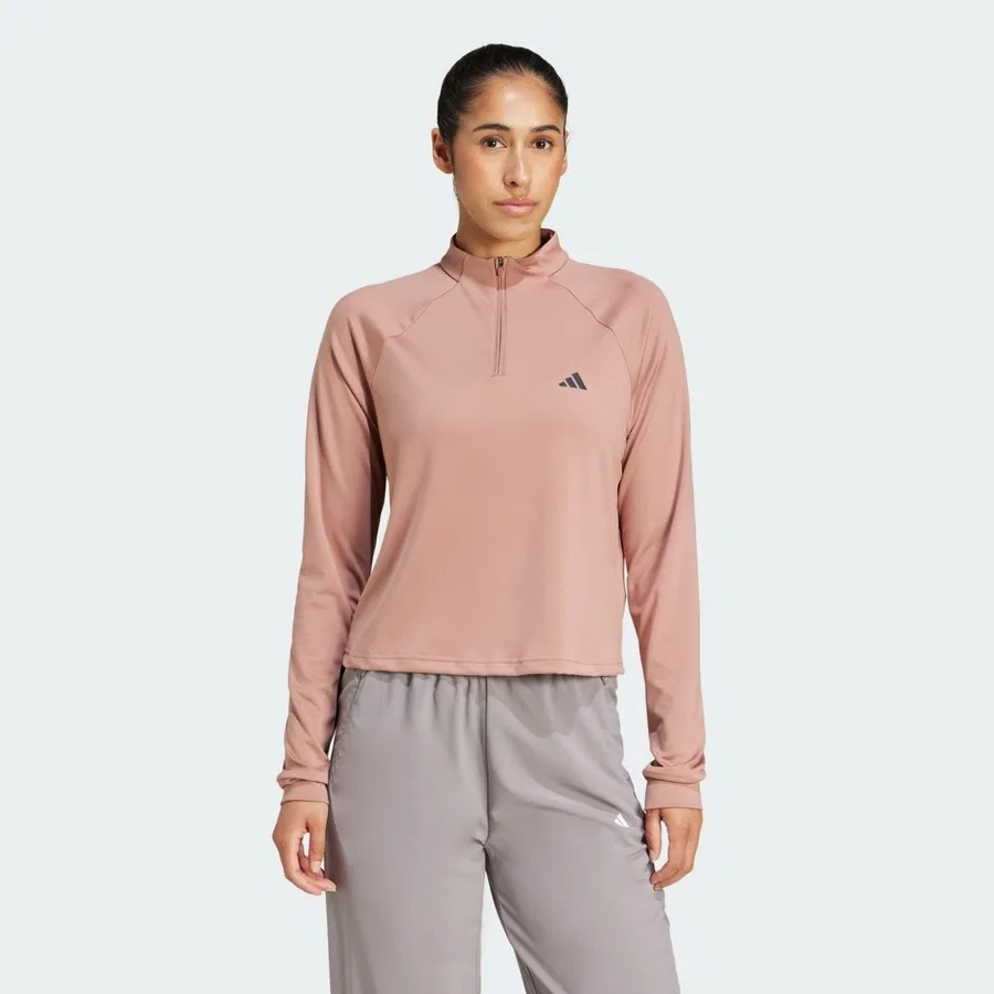 Женский свитшот с четвертью молнии, с длинным рукавом, adidas, Тург.