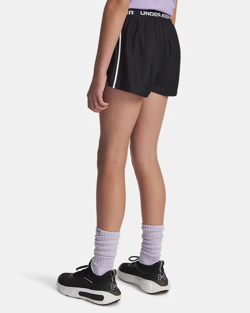 Детские шорты быстросохнущие из переработанного полиэстера UA Tech Play Up UnderArmour, Black/White — фото 2