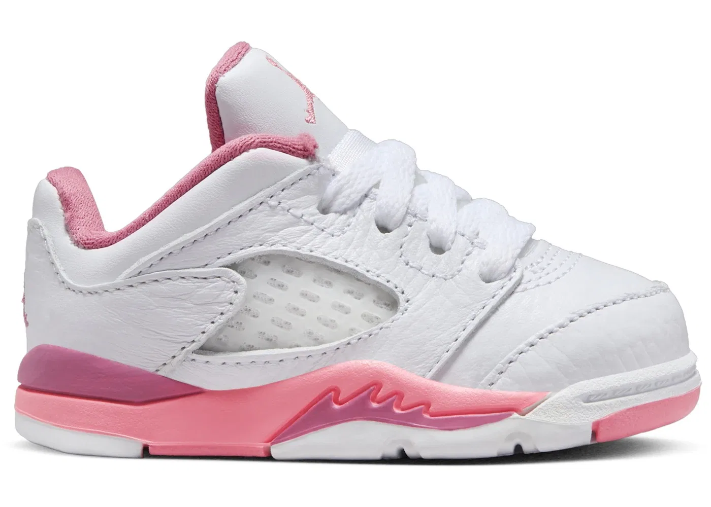 Детские кроссовки с низким верхом Jordan 5 Retro Low Jordan, White/Desert Berry/Black/Coral Chalk
