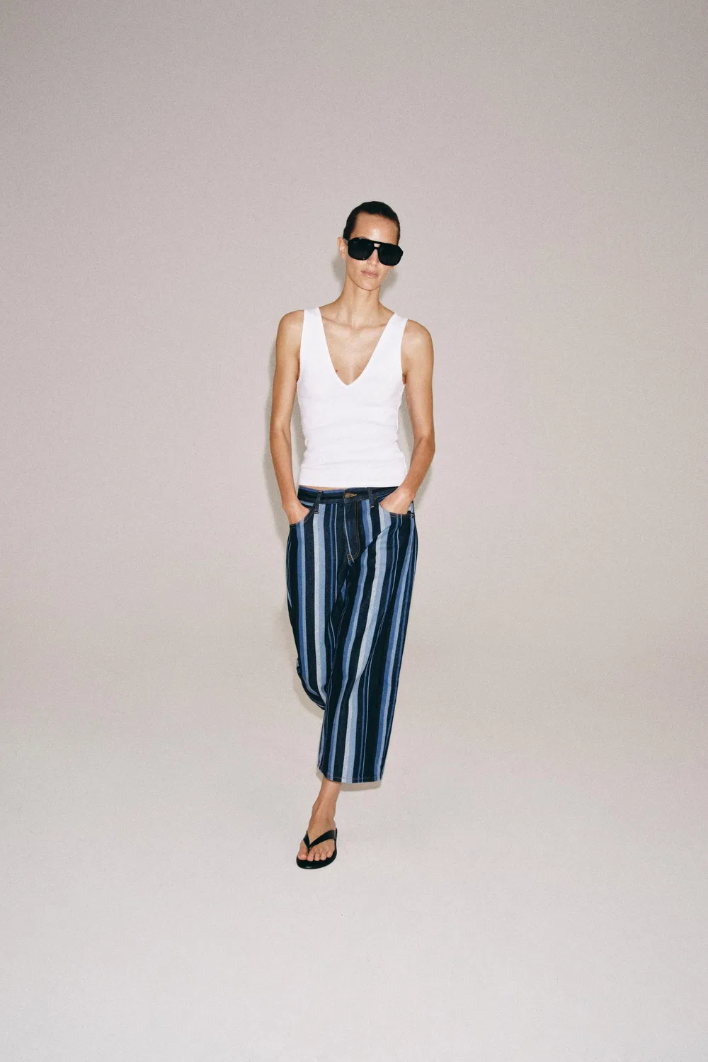 Кюлоты ZW COLLECTION MID-WAIST STRIPED ZARA, Blue — фото 2