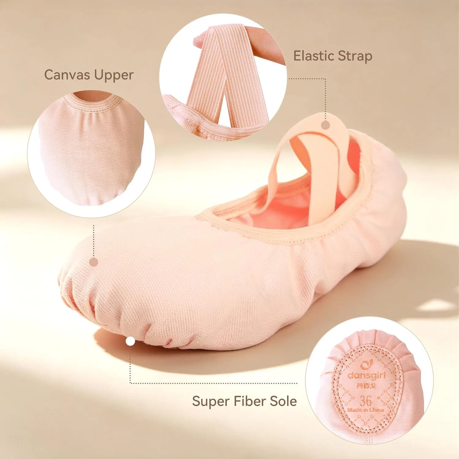 Детские балетки для девочек без завязок Dons Girl, Ballet Pink — фото 4