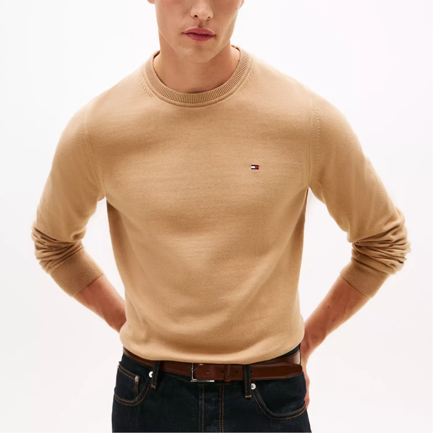 Мужской свитер с круглым вырезом Tommy Hilfiger, Camel — фото 4