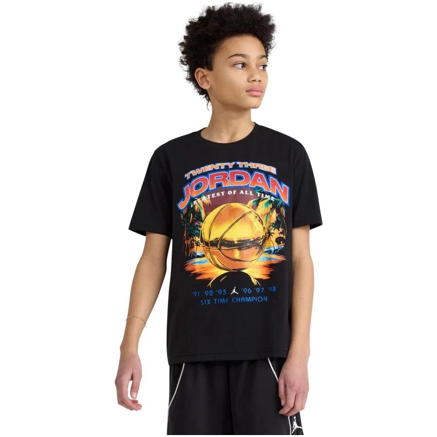 Детская футболка с коротким рукавом Nike Jordan MJ Venice Beach Hoops SS Tee, Черный