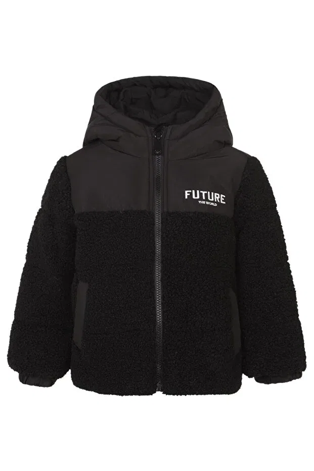 Детское пальто для девочек с принтом Future printed hooded jacket Civil Boys, Черное