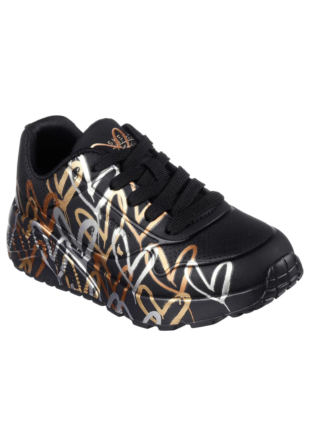 Детские кроссовки для девочек с принтом Skechers Street UNO LITE METALLIC LOVE Skechers, Schwarz