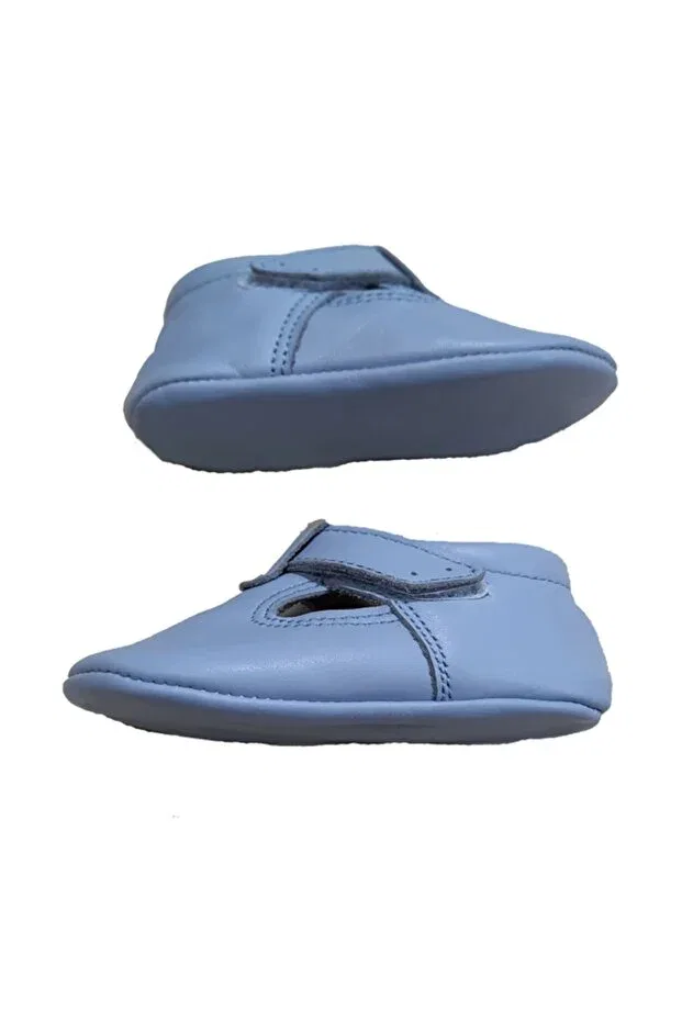 Детские туфли для мальчиков с коротким каблуком First step light blue baby shoes Kapar, Light Blue — фото 3