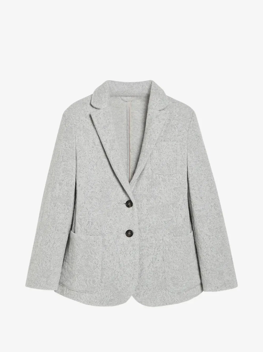 Блейзер из вирджинской шерсти с цветочным кружевом Brunello Cucinelli Kids, серый