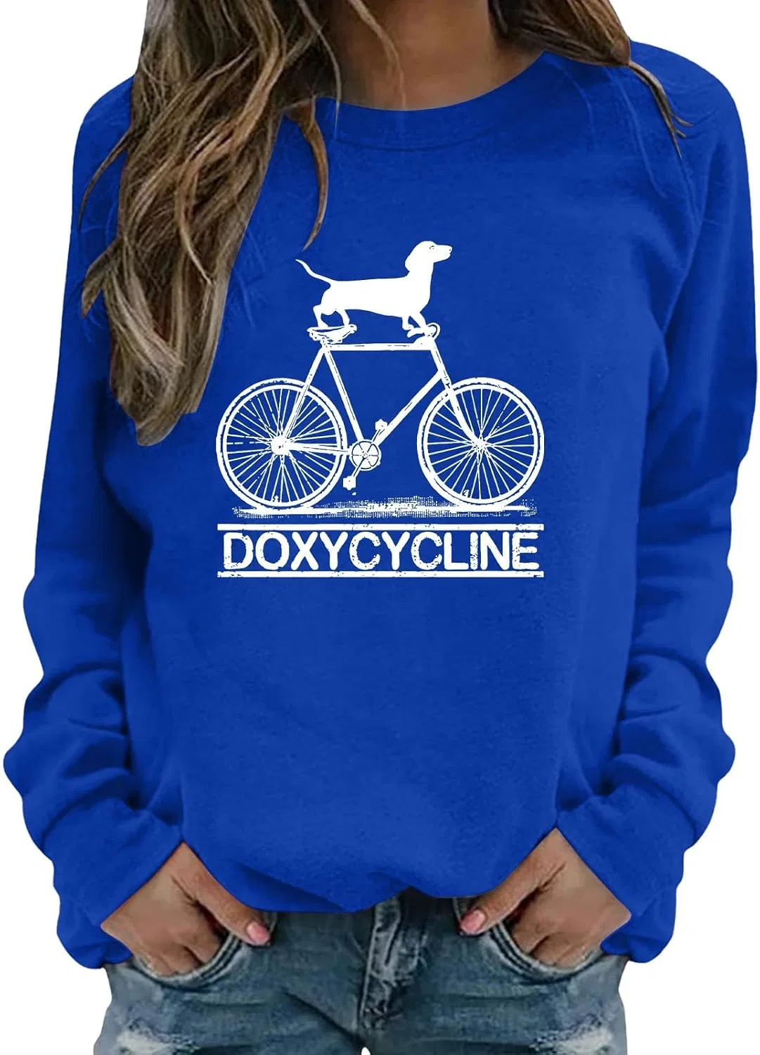 Женский свитшот с капюшоном Doxycycline Dachshund, синий