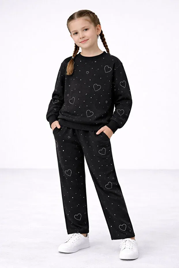 Детский комплект спортивного костюма для девочек с принтом Heart Patterned Beka Kids, Multicolor — фото 2
