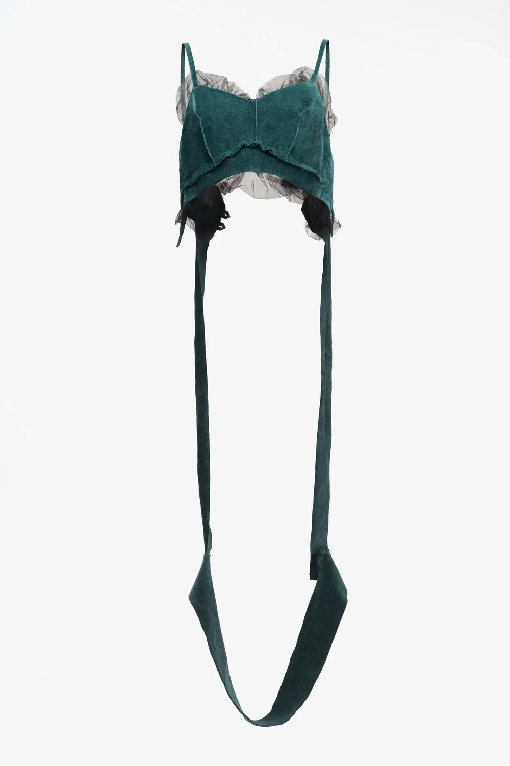 Топ из сочетания бархата и тюля, лимитированная серия ZARA, Duck Blue
