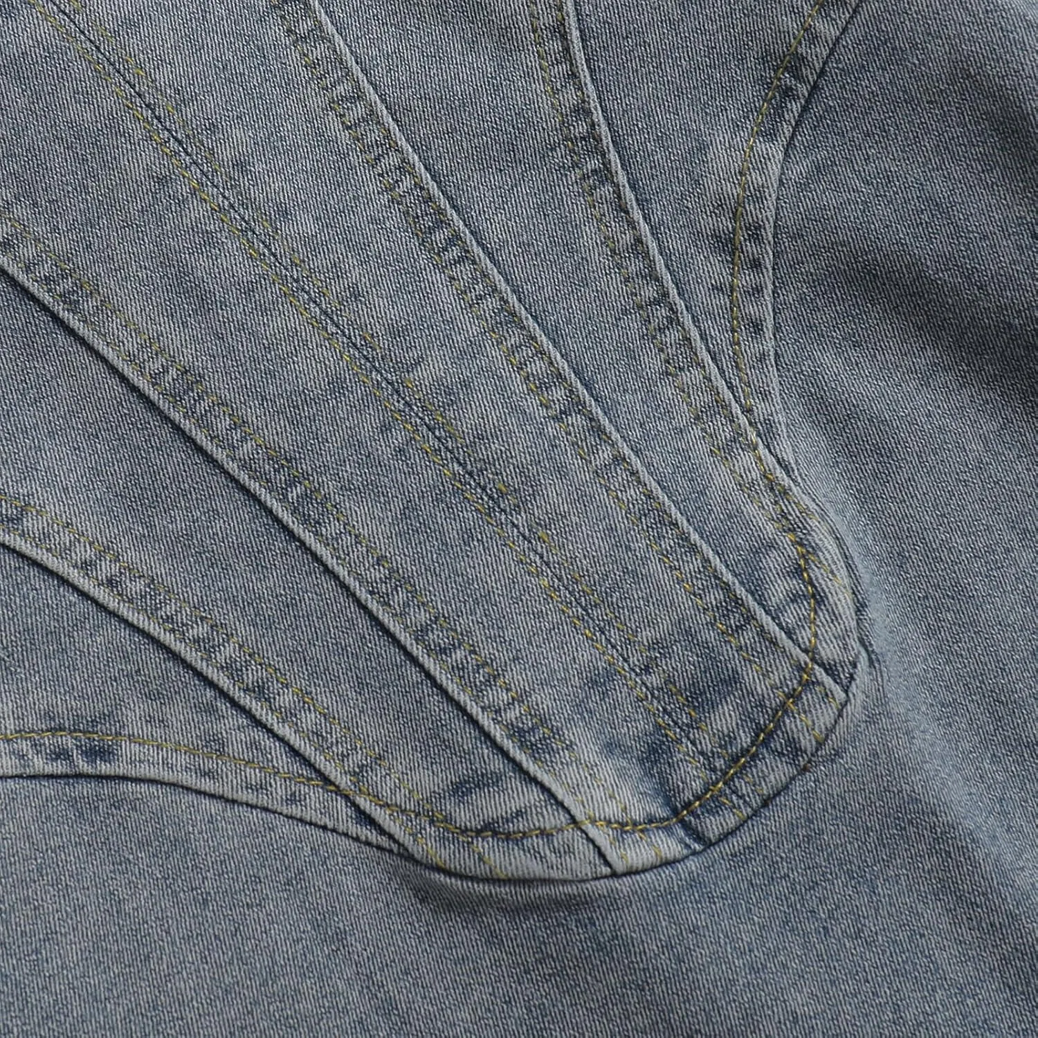 Женское джинсовое платье с открытыми плечами Casual, Blue — фото 4