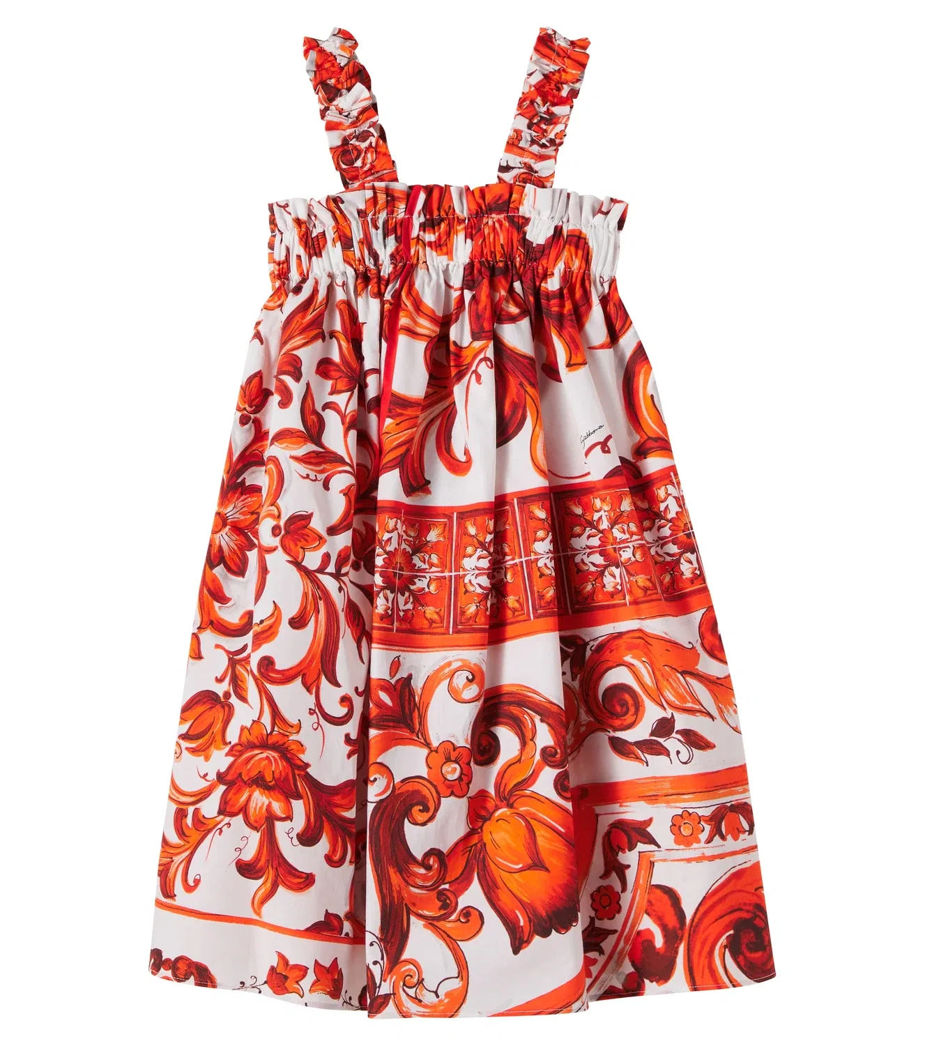Платье хлопковое с эластичными бретельками Mix Maiolica Orange Dolce&Gabbana Kids, оранжевый