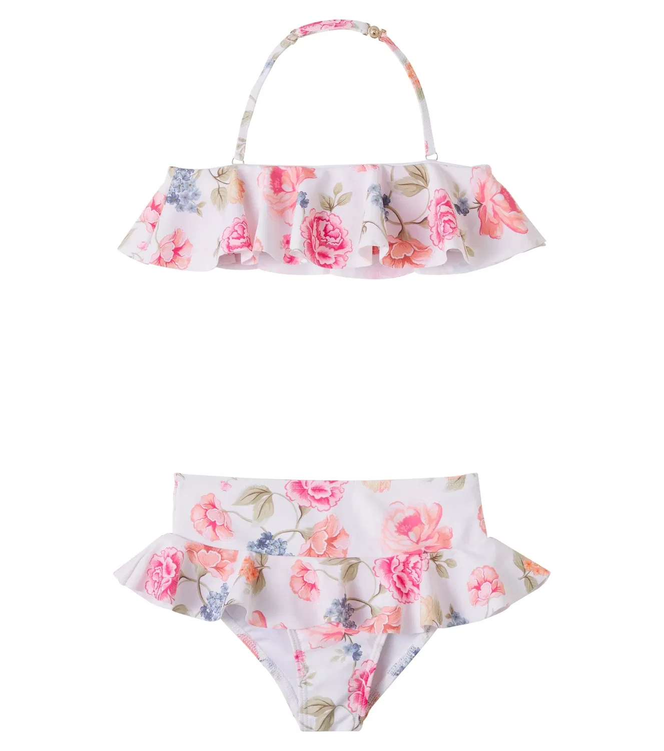 Комплект бикини с цветочным принтом и оборками Chloé Kids, белый