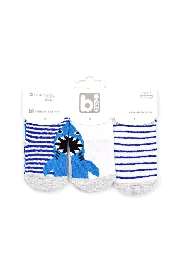 Детские носки в полоску Shark 3-piece baby socks 68215 Bibaby, Saks