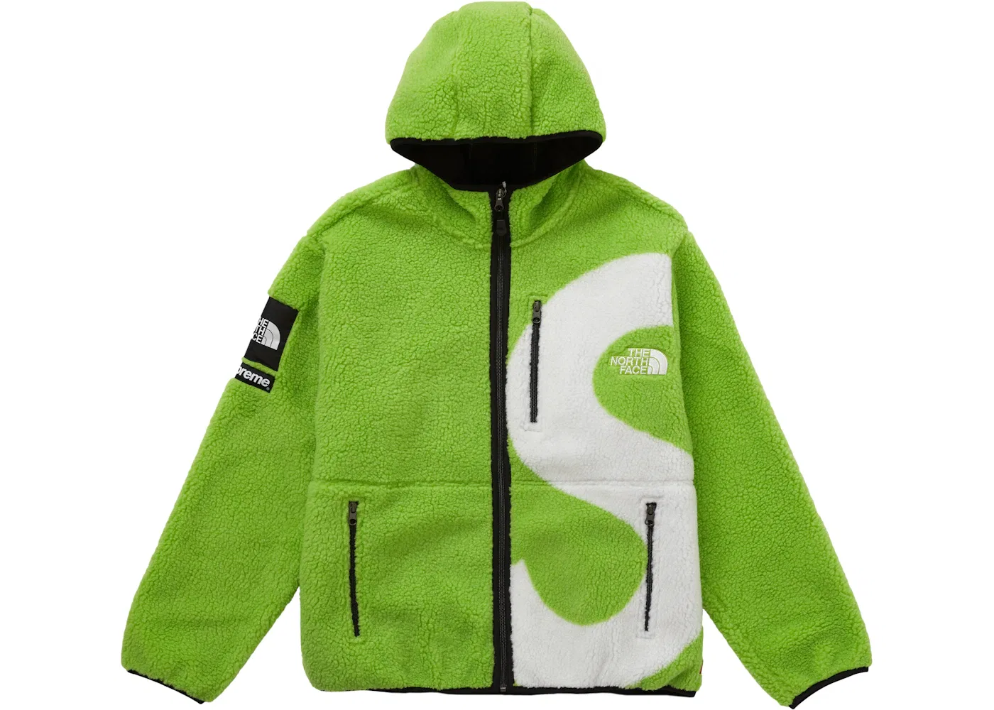 Мужская флисовая куртка с принтом Supreme The North Face S Logo Fleece Jacket, Lime