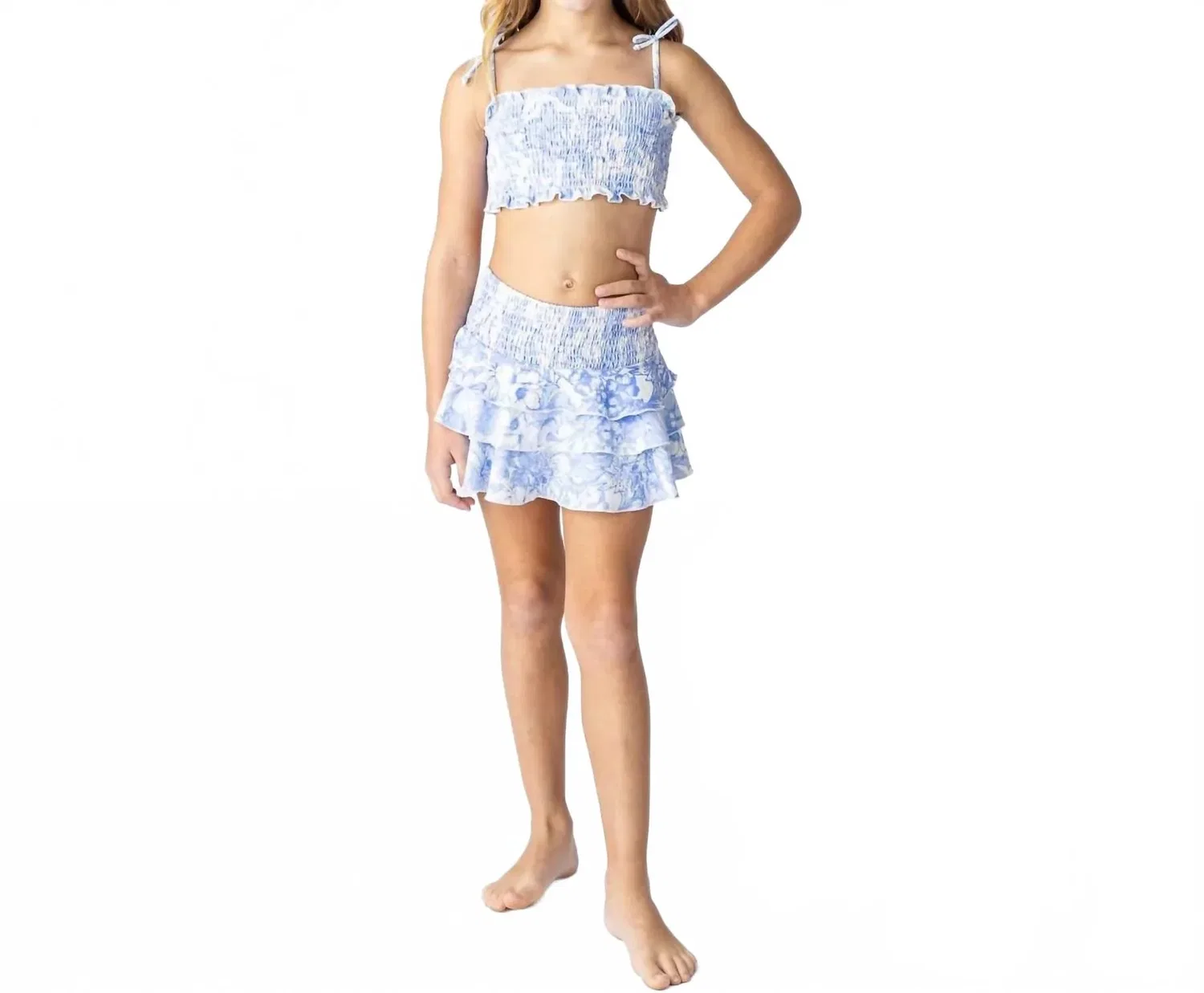 Детская юбка с цветочным принтом и резинкой Tropical Smocked shade critters, Light Blue