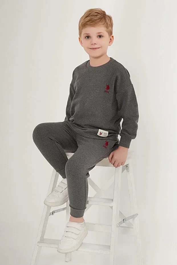 Детский спортивный комплект для мальчиков из футера U.S. Polo Assn., Anthracite Melange