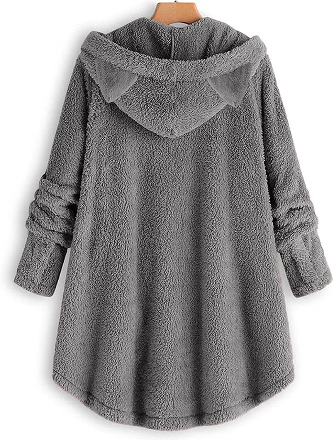 Женский худи-кардиган с капюшоном и принтом кота, свободного кроя, U-79 Dark Gray — фото 4