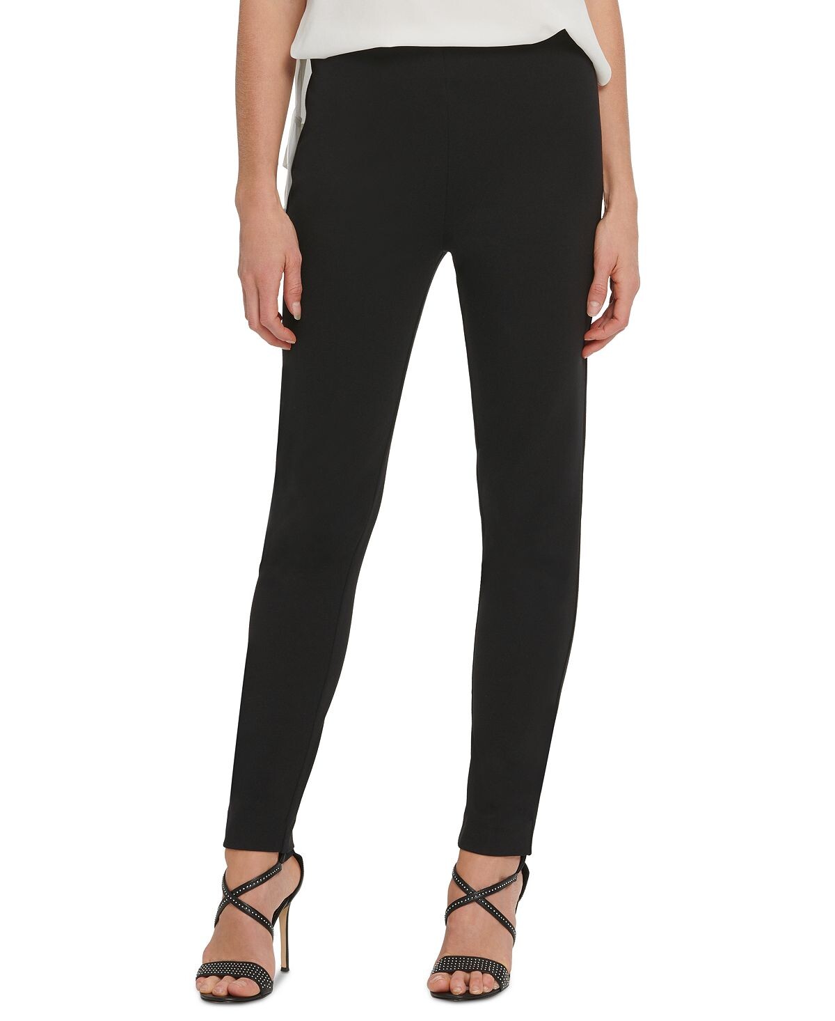 

Брюки slim leg pull on ponte до щиколотки DKNY, черный