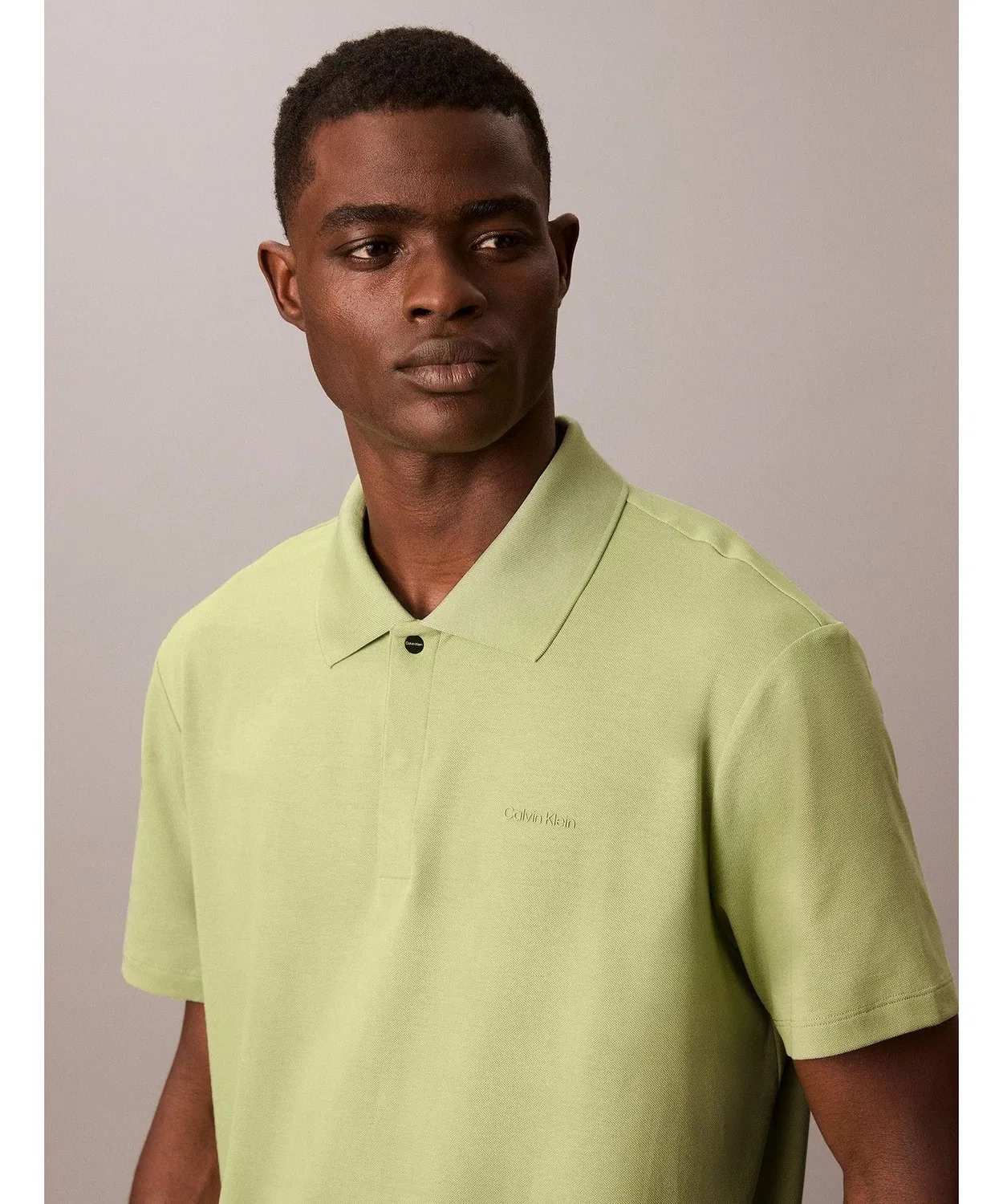 Мужская поло с длинным рукавомCalvin Klein, Dark Olive