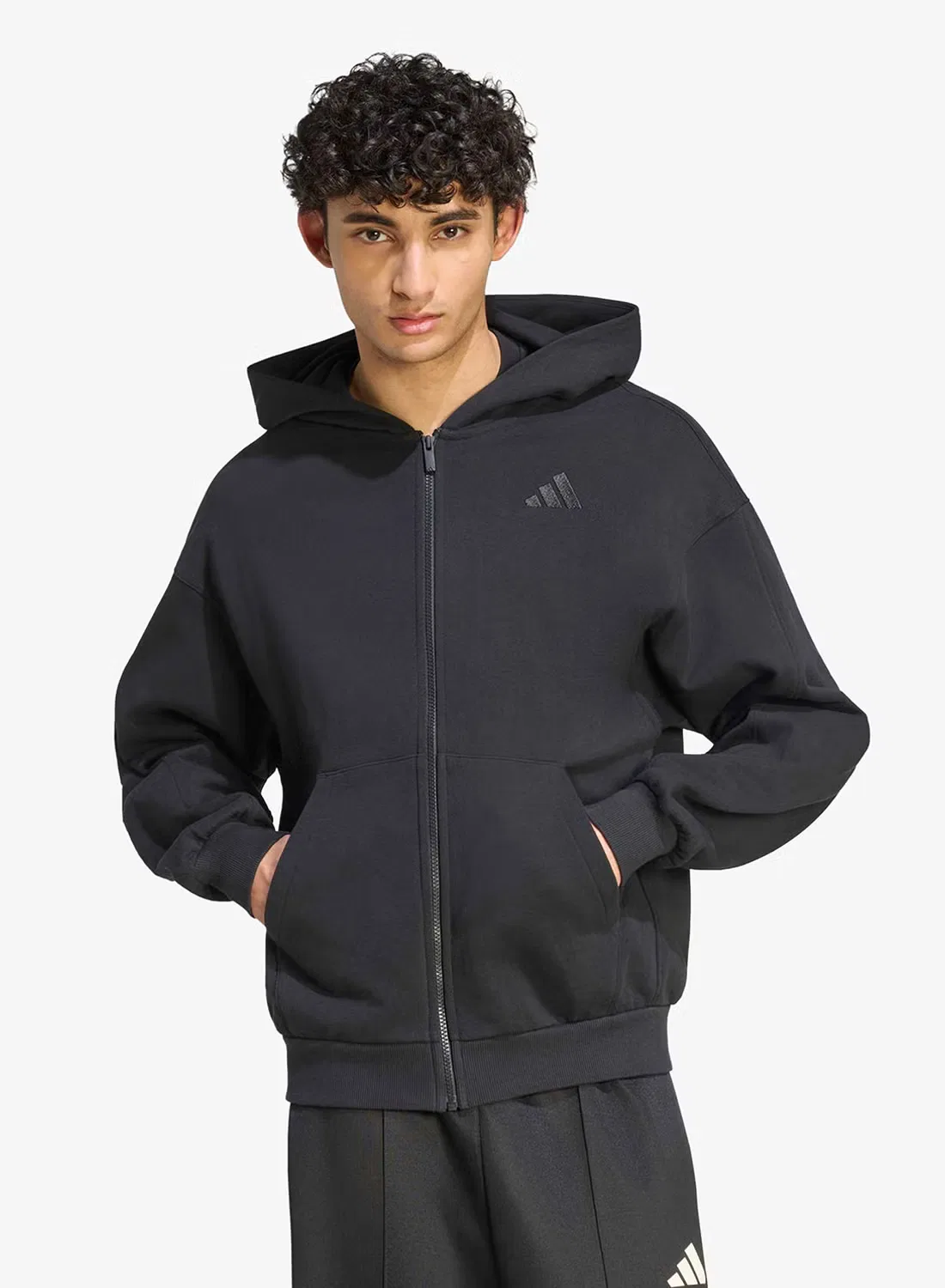 Худи на молнии с капюшоном Small Logo Adidas, черный