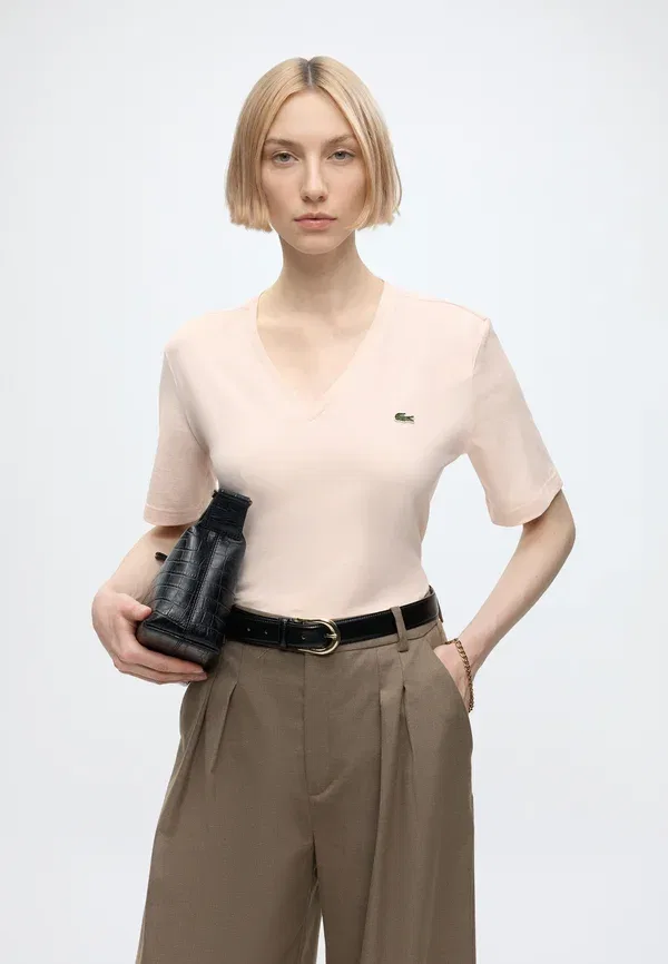 Футболка Lacoste Классическая, 100% хлопок, однотонная — фото 4