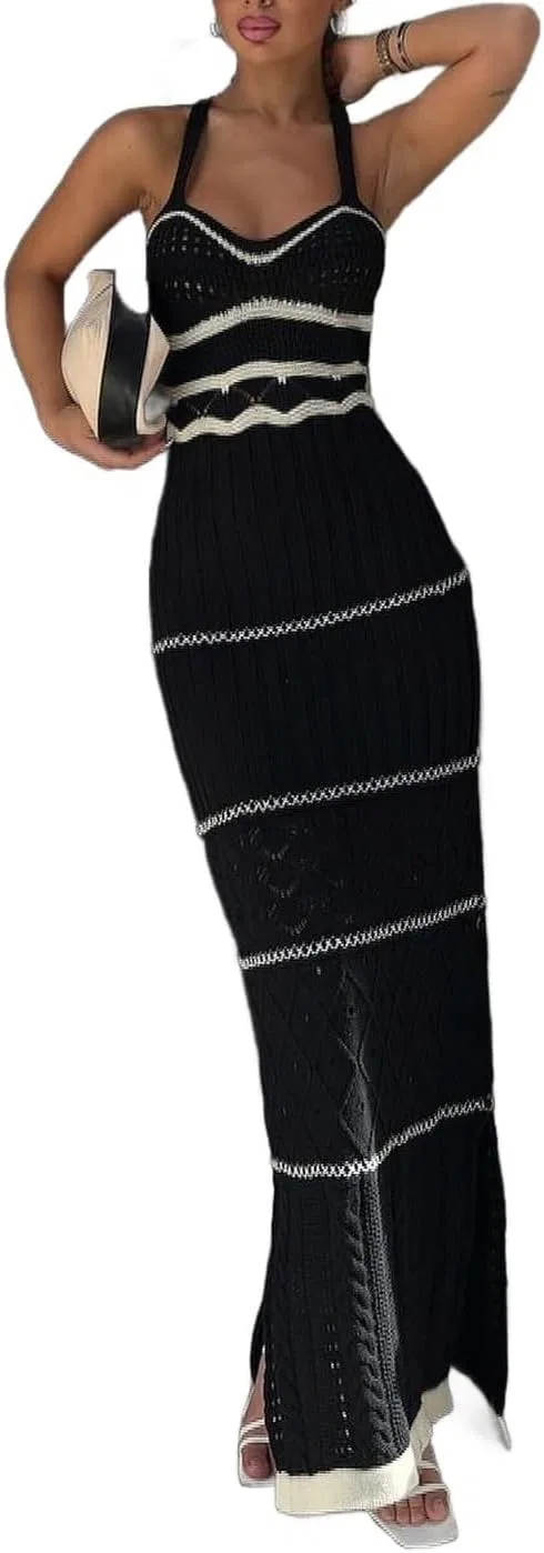 Женское облегающее платье макси с разрезом Bodycon, 6