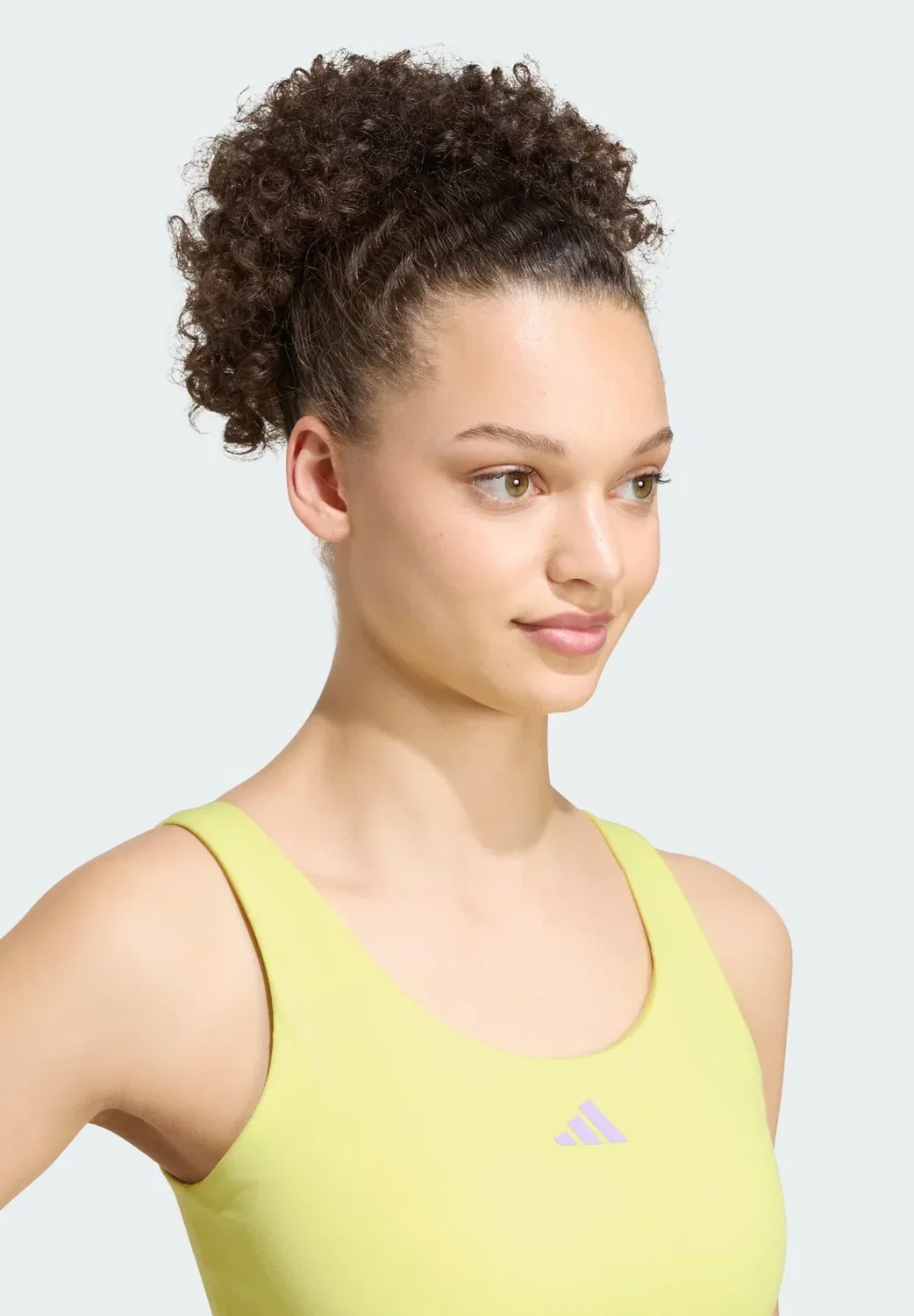 3 stripes studio all me light support tank - top Adidas Performance, Pure Lemon — фото 3