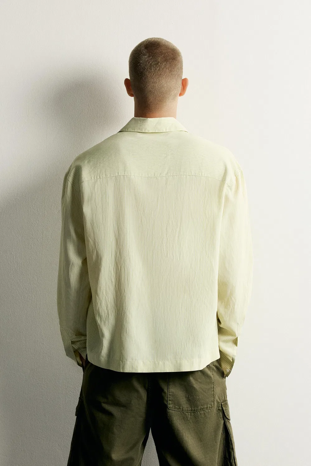 Свободная полосатая струящаяся рубашка ZARA, Light green — фото 3