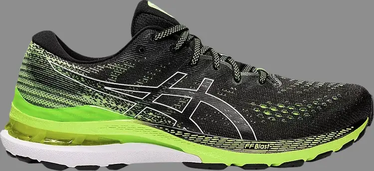 

Кроссовки gel kayano 28 2e wide 'black hazard green' Asics, черный