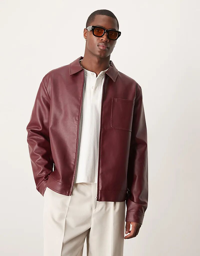 

Куртка Харрингтон из искусственной кожи ASOS DESIGN бордового цвета, Красный, Куртка Харрингтон из искусственной кожи ASOS DESIGN бордового цвета