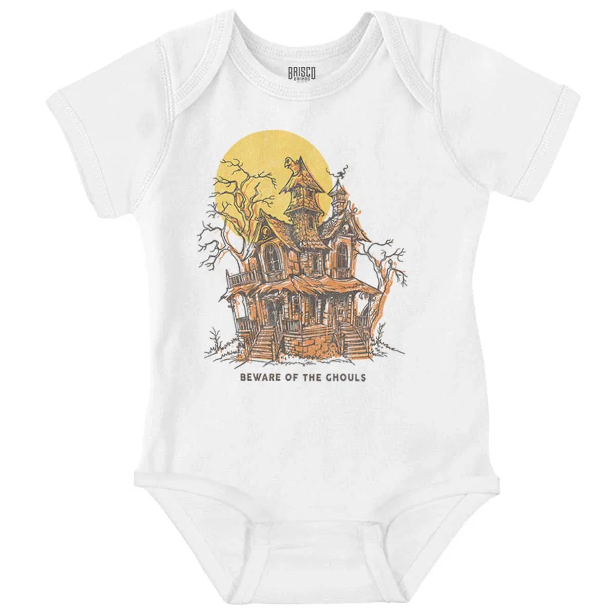 Детское боди с принтом Halloween Haunted House Beware Ghouls Brisco Brands, White