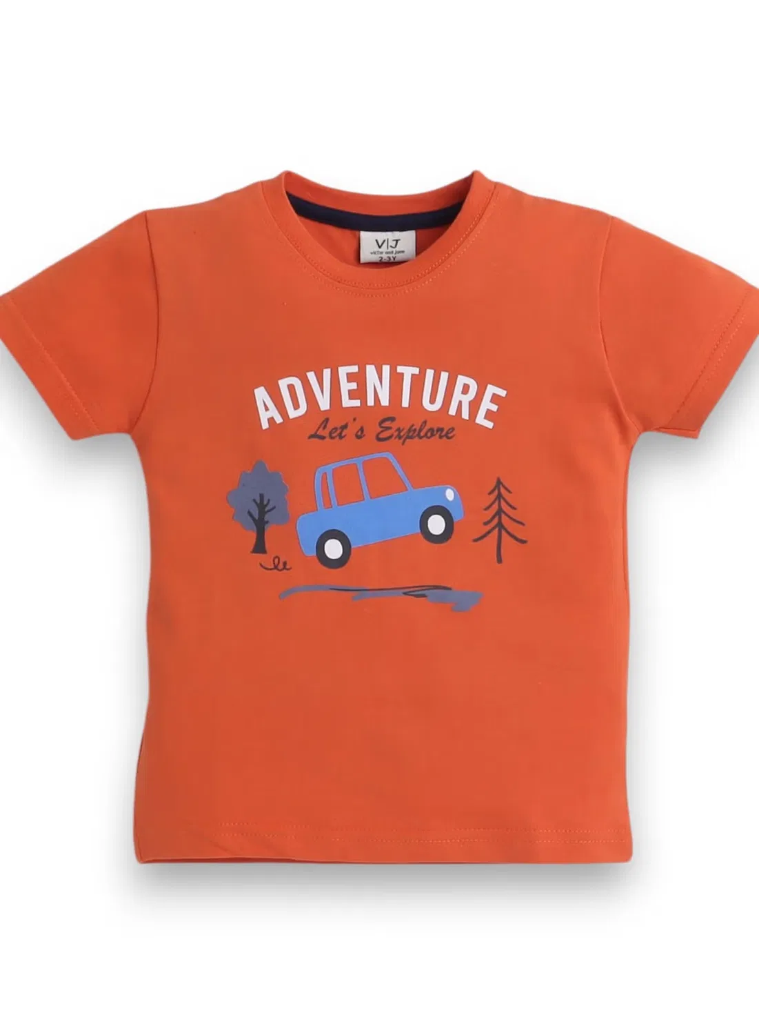 Комплект пижам с принтом, модель Printed T-shirt and All-over Printed Pyjama Set, Victor And Jane, оранжевый — фото 2