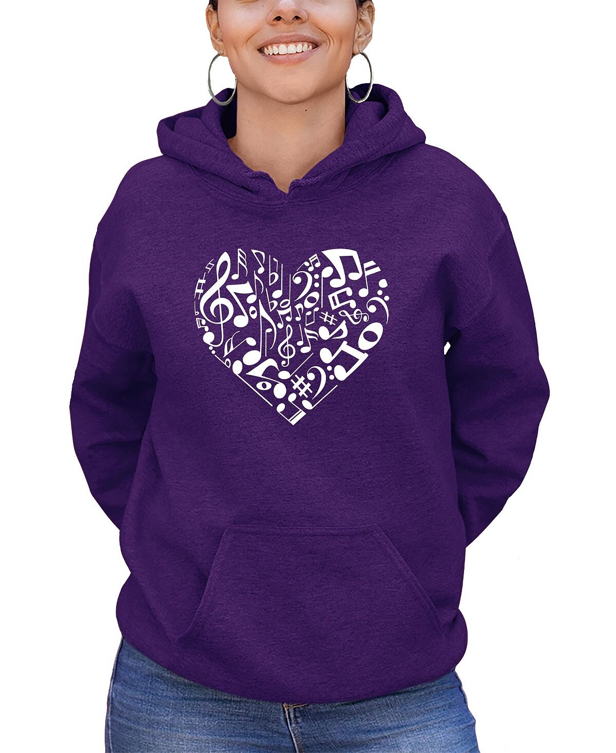 

Женская толстовка word art heart notes с капюшоном LA Pop Art, фиолетовый