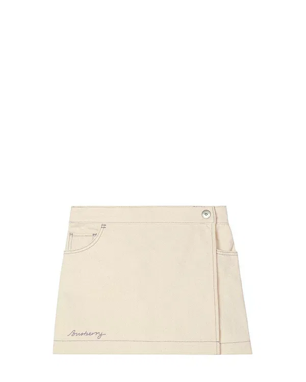 Детская джинсовая юбка-шорты для девочек Burberry, Ecru Beige