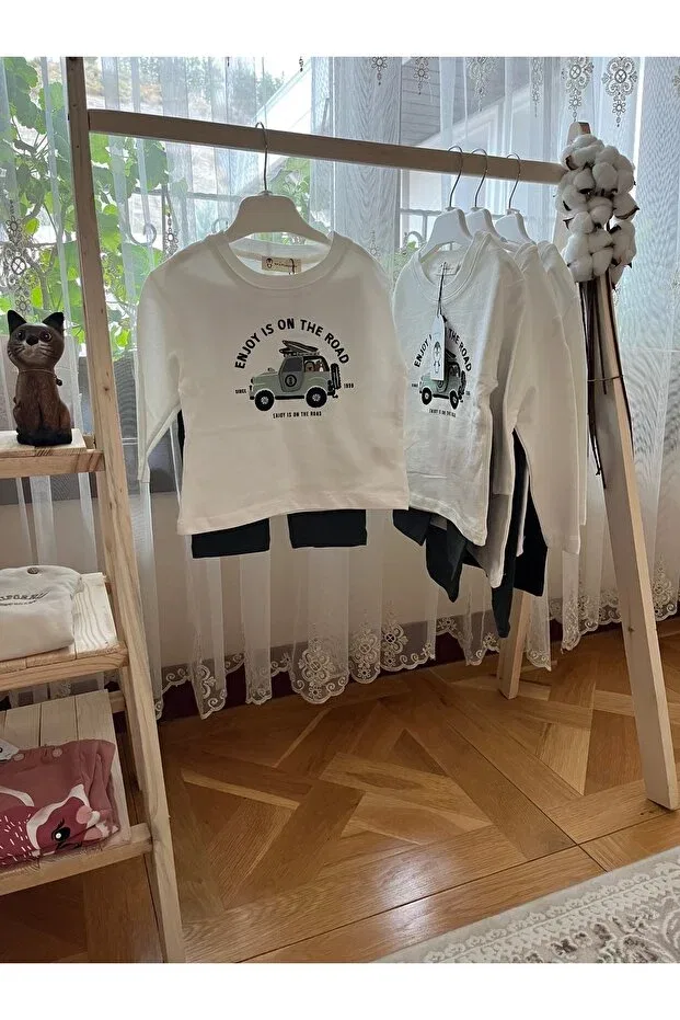 Детский комплект спортивного костюма с принтом Applique Minikaya, Ecru — фото 2