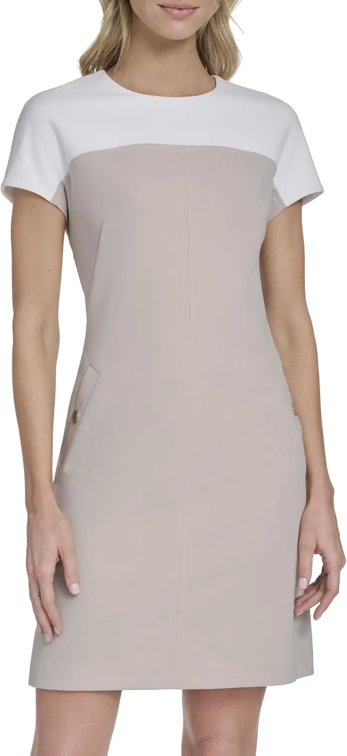 Женское платье-футляр с коротким рукавом Tommy Hilfiger, Khaki/Ivory
