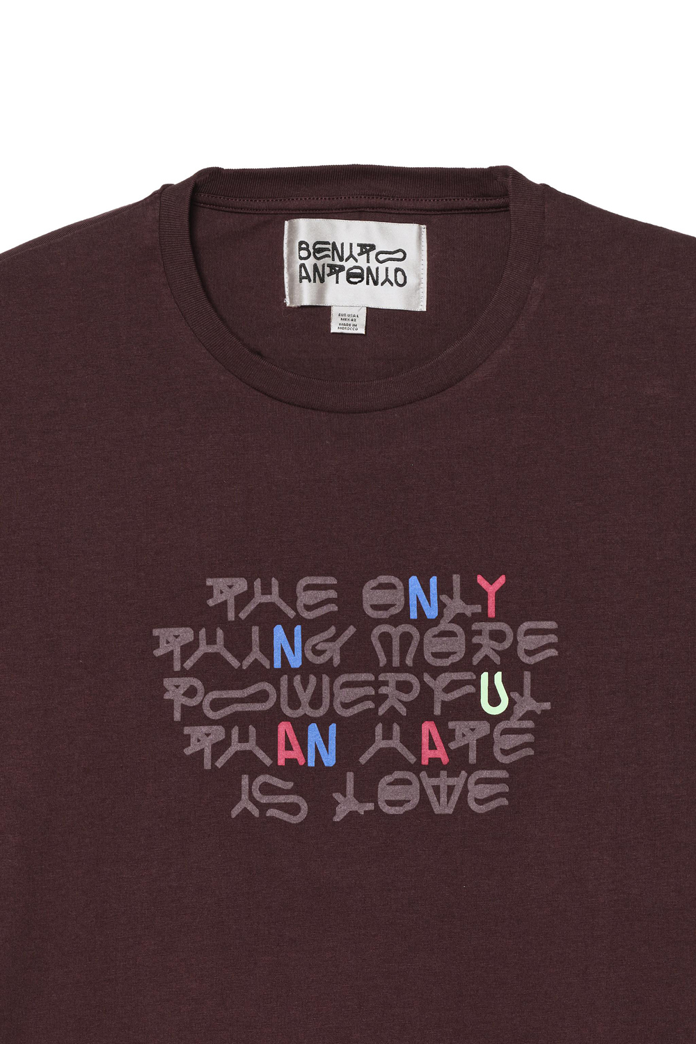 Футболка Zara Benito Antonio Collection Cropped Fit 'Amor' Slogan, коричневый — фото 4