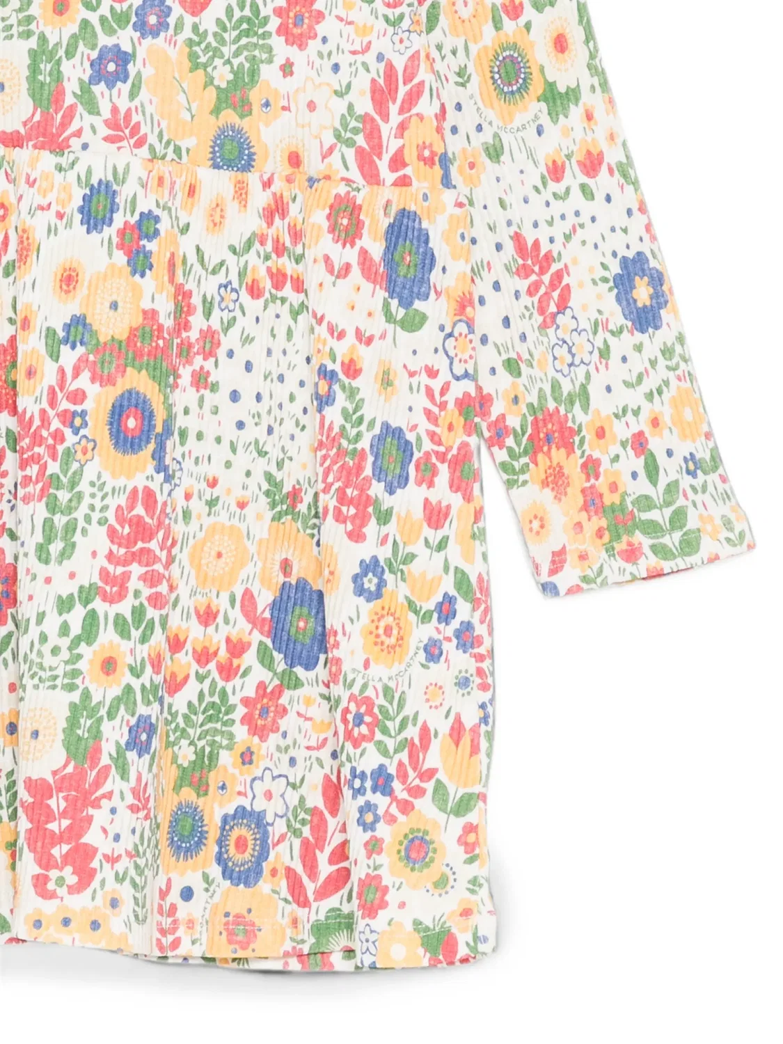 Платье с цветочным принтом и складками Stella Mccartney Kids, нейтральные цвета — фото 3