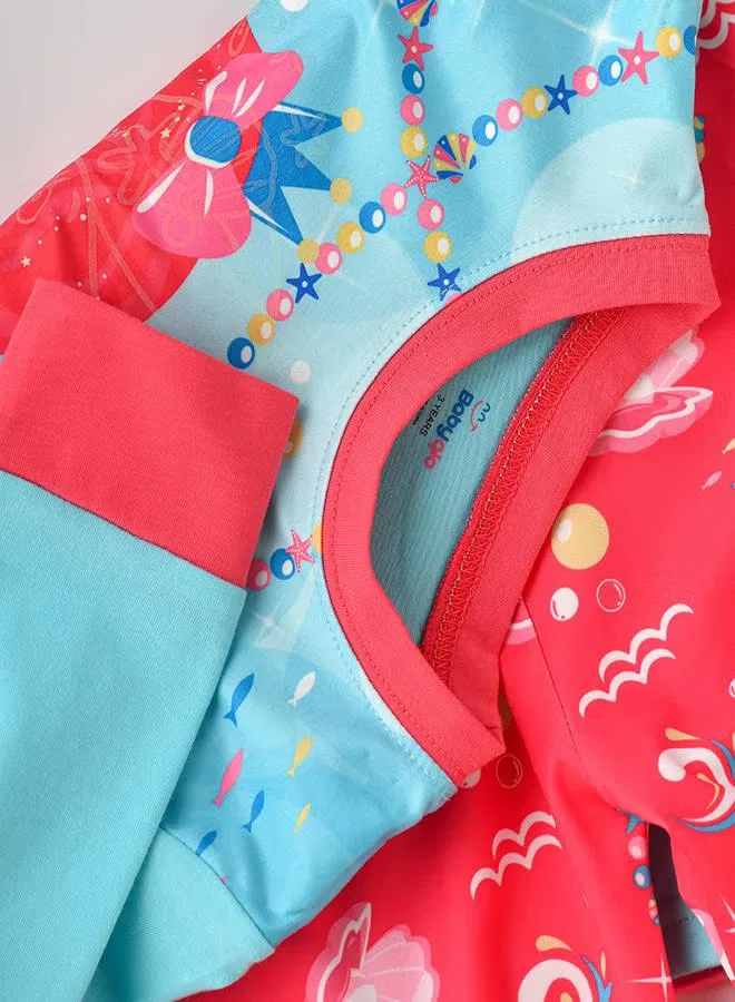 Комплект пижамы с длинным рукавом с принтом русалки Babyqlo — фото 4