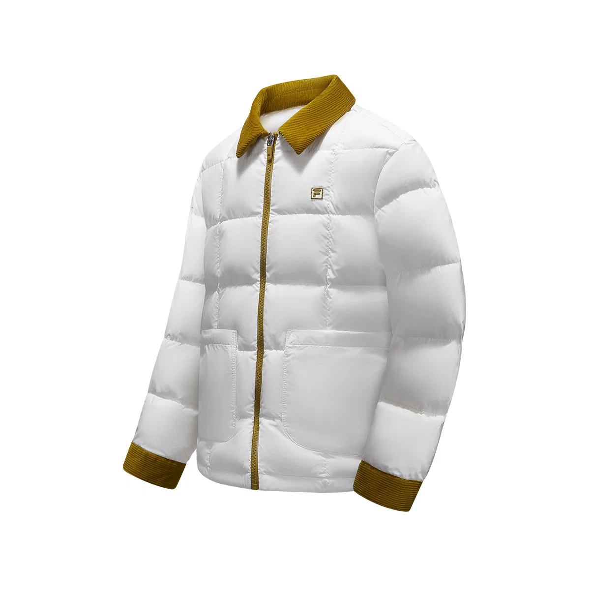 Детский пуховик с отложным воротником утепленный ветрозащитный White FILA KIDS