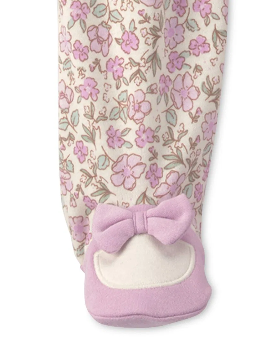 Пижама с длинным рукавом, с принтом, Floral 2-Way Zip Sleep & Play Carter's, Pink Ivory — фото 4