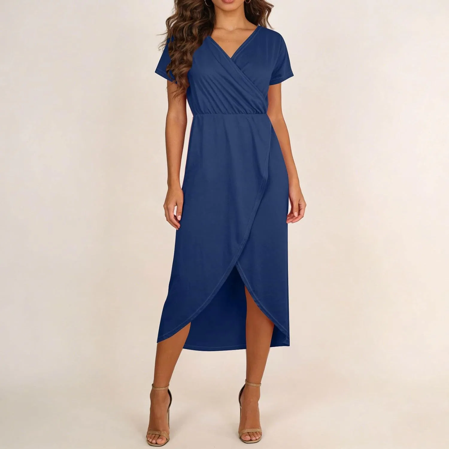 Женское платье миди с цветочным принтом Cross Front Slit, Navy — фото 4