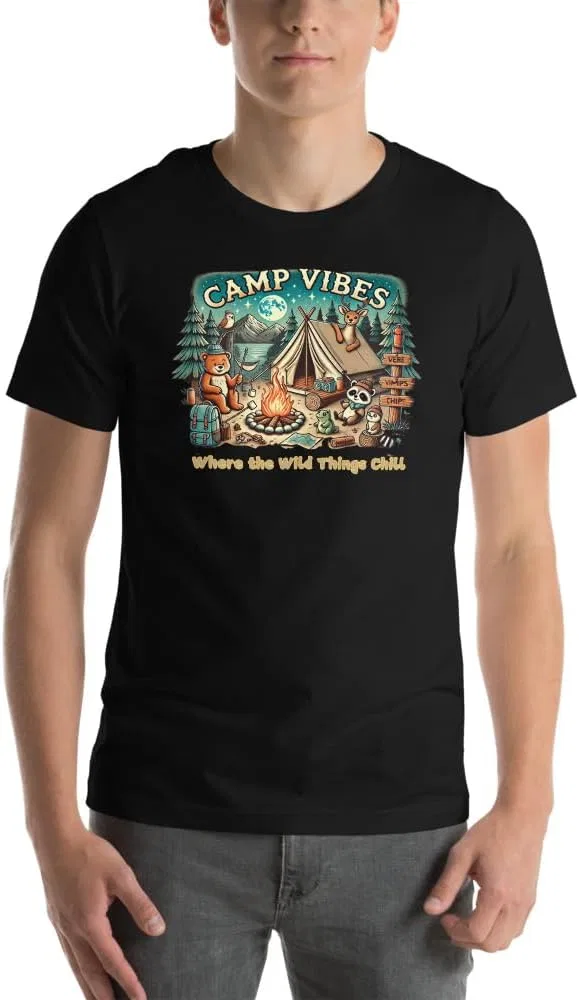 Мужская футболка с принтом Camping Generic, Black