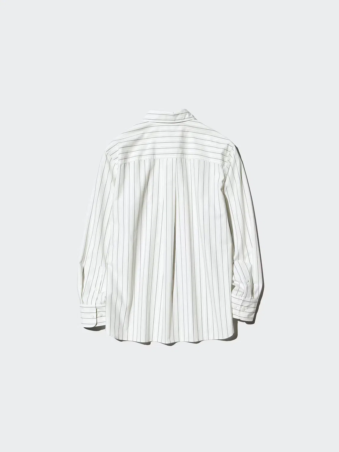 Рубашка Uniqlo из смесовой хлопковой ткани, в полоску, зеленый — фото 4